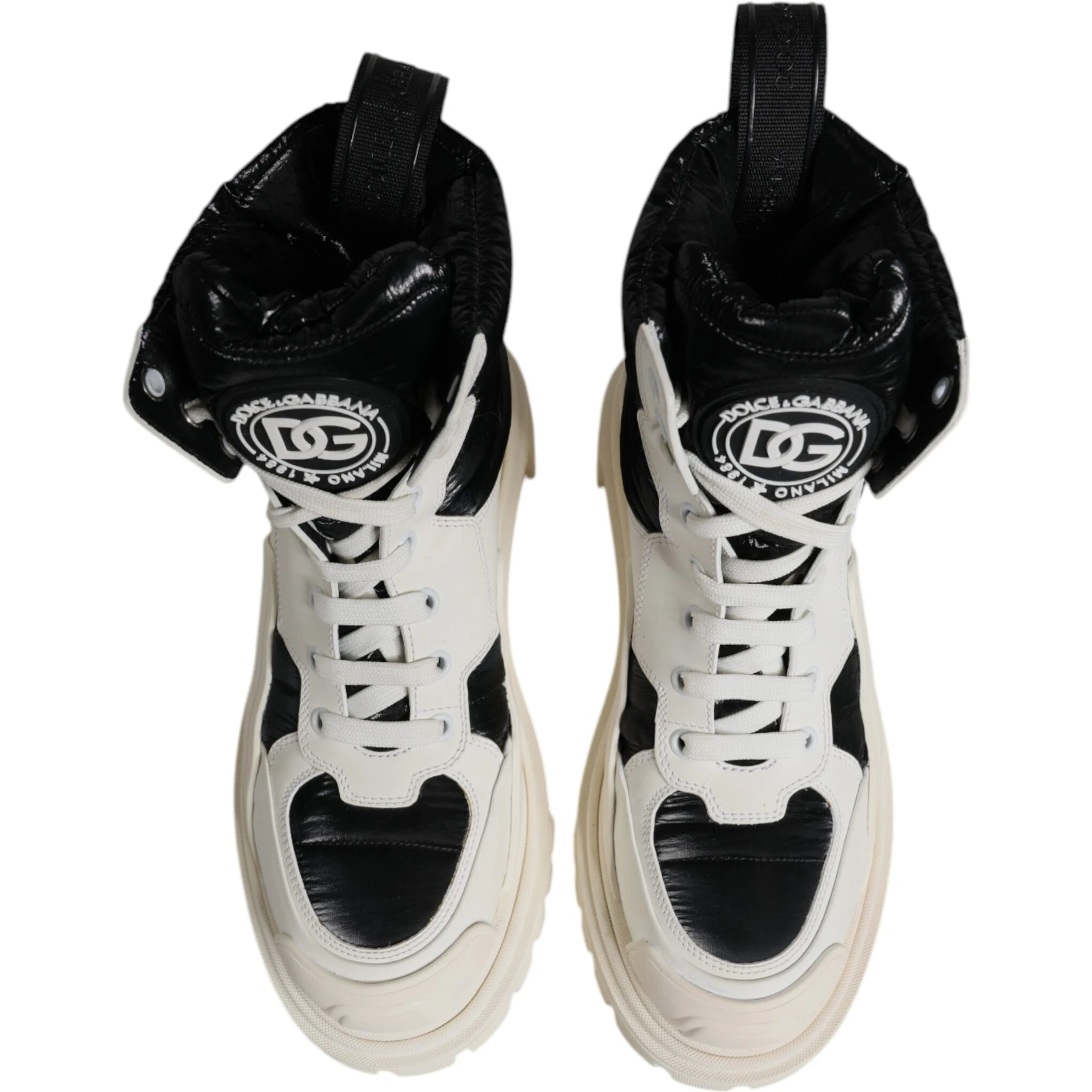 White Padded Mid Calf Lace Up Boots Shoes