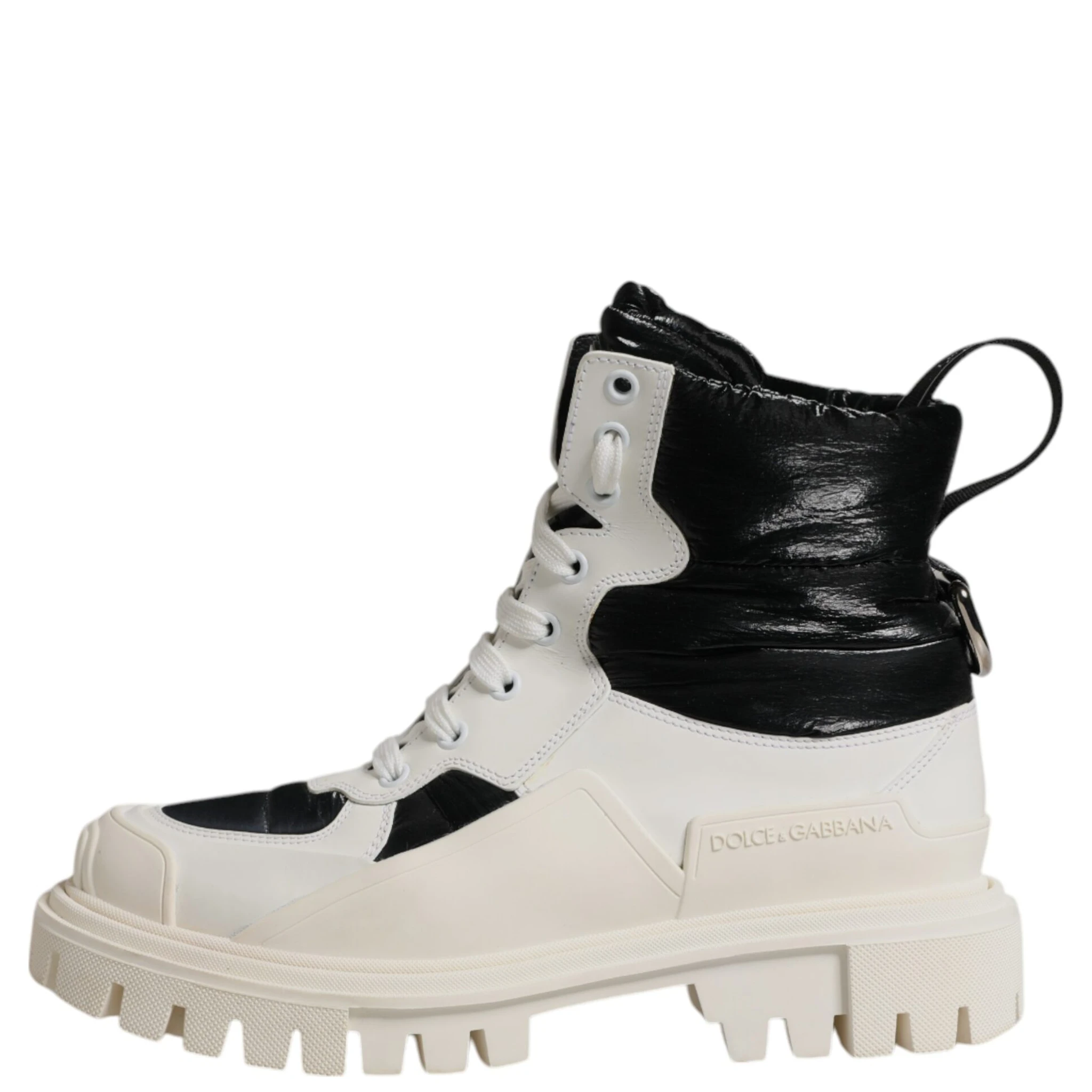 White Padded Mid Calf Lace Up Boots Shoes