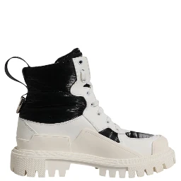 White Padded Mid Calf Lace Up Boots Shoes