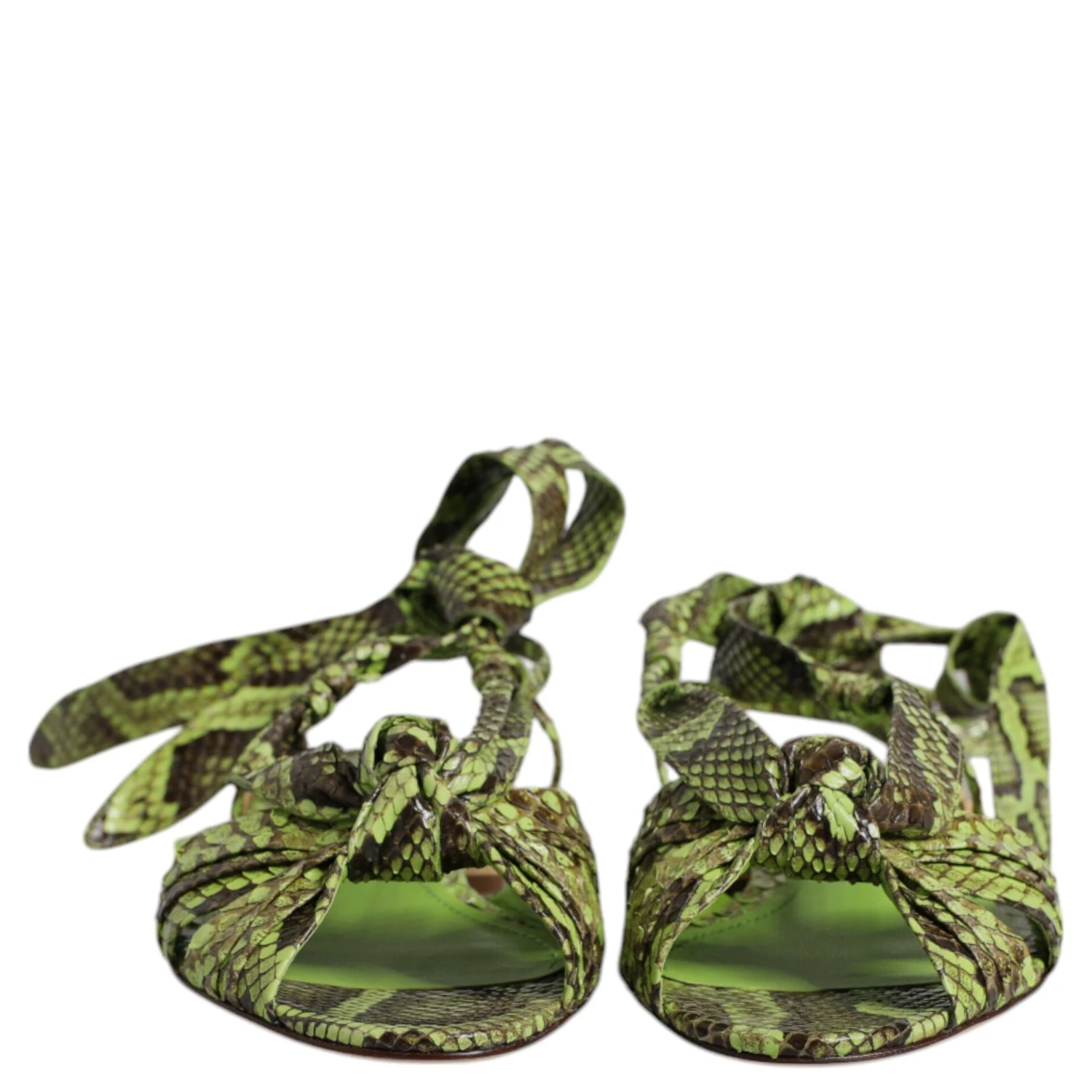 Green Animal Print Ankle Wrap Sandals Shoes