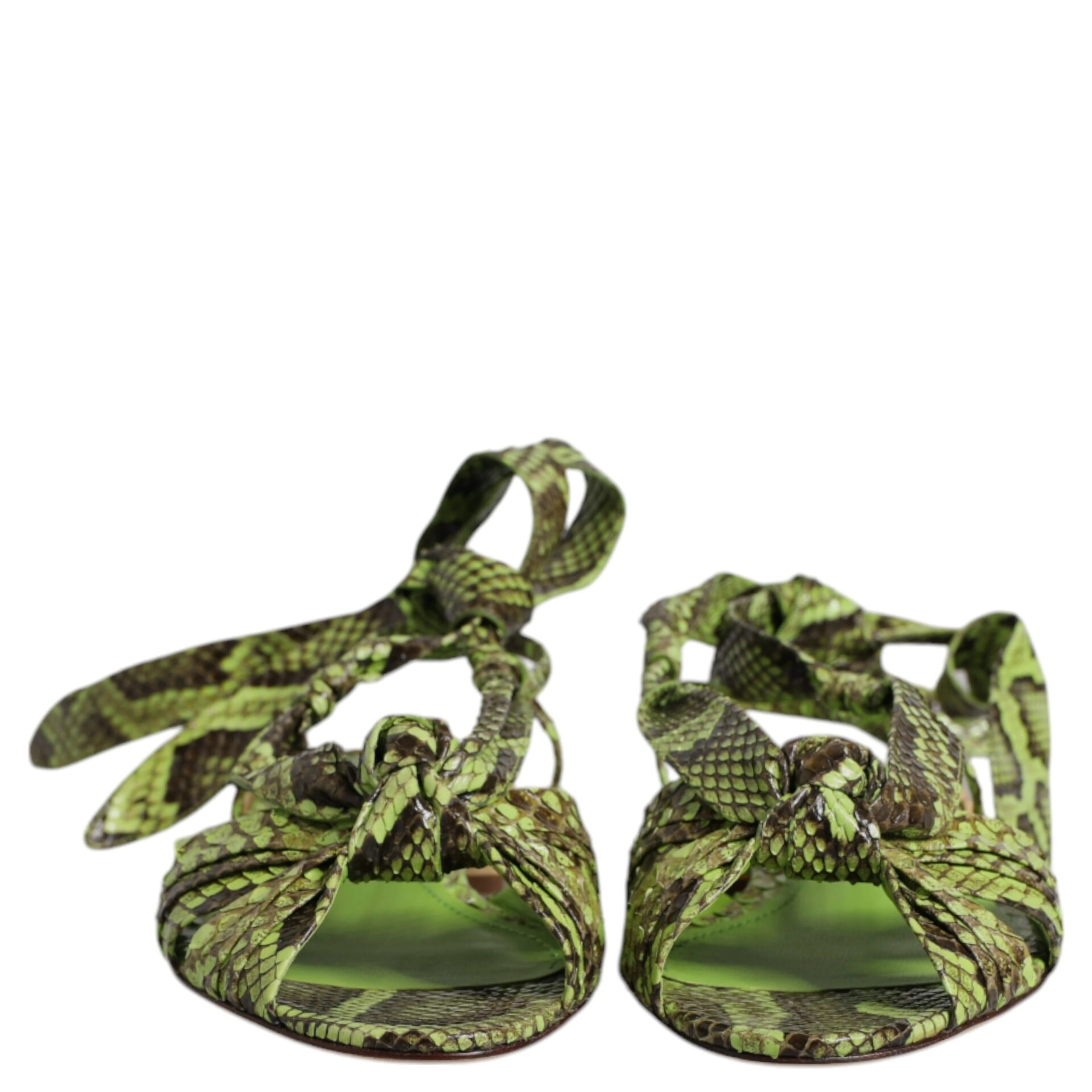 Green Animal Print Ankle Wrap Sandals Shoes