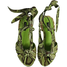 Green Animal Print Ankle Wrap Sandals Shoes