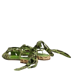 Green Animal Print Ankle Wrap Sandals Shoes
