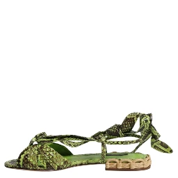 Green Animal Print Ankle Wrap Sandals Shoes