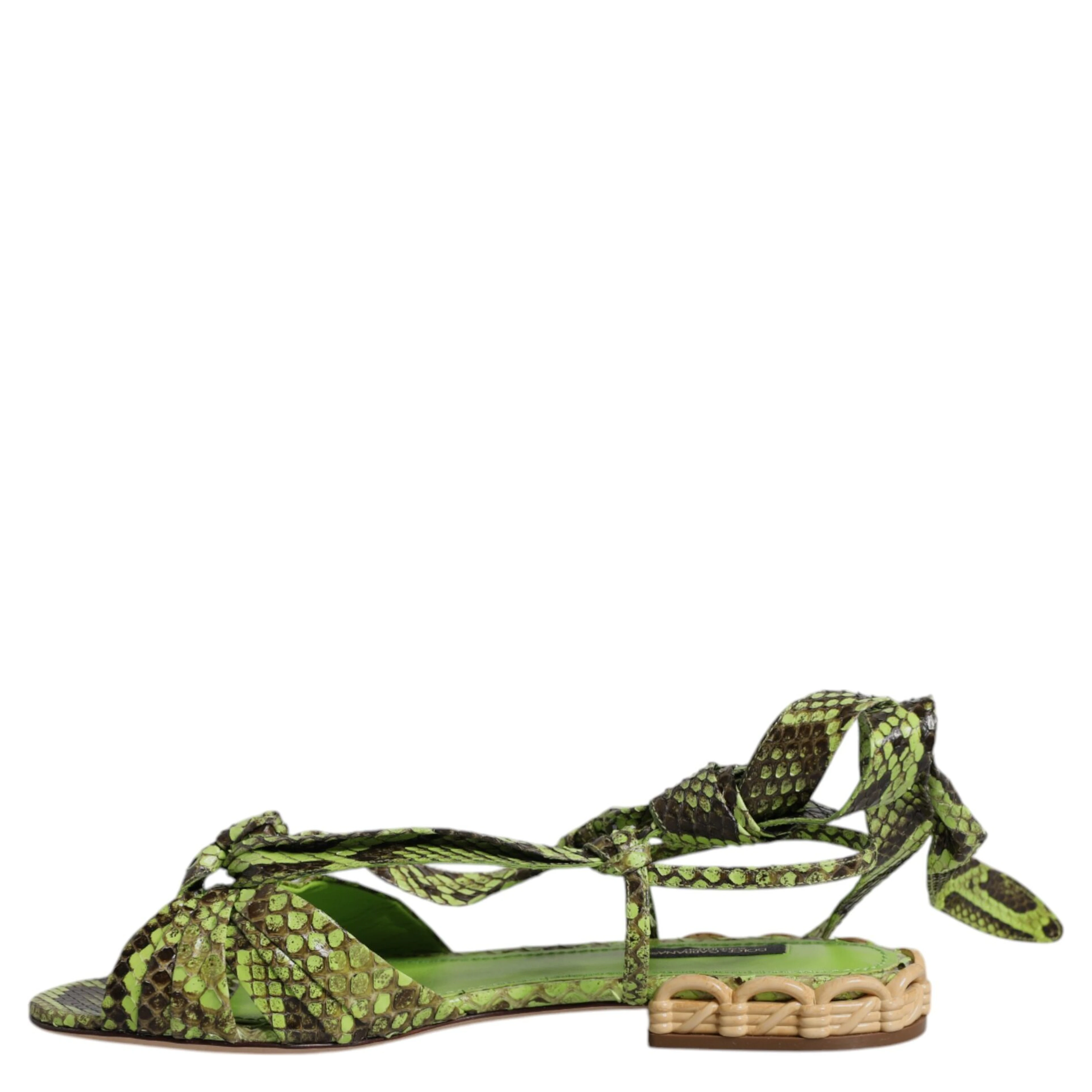 Green Animal Print Ankle Wrap Sandals Shoes