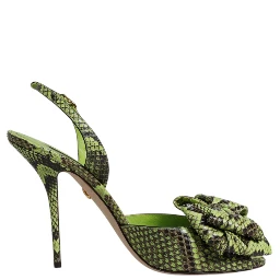 Green Python Leather Heels Sandals Shoes