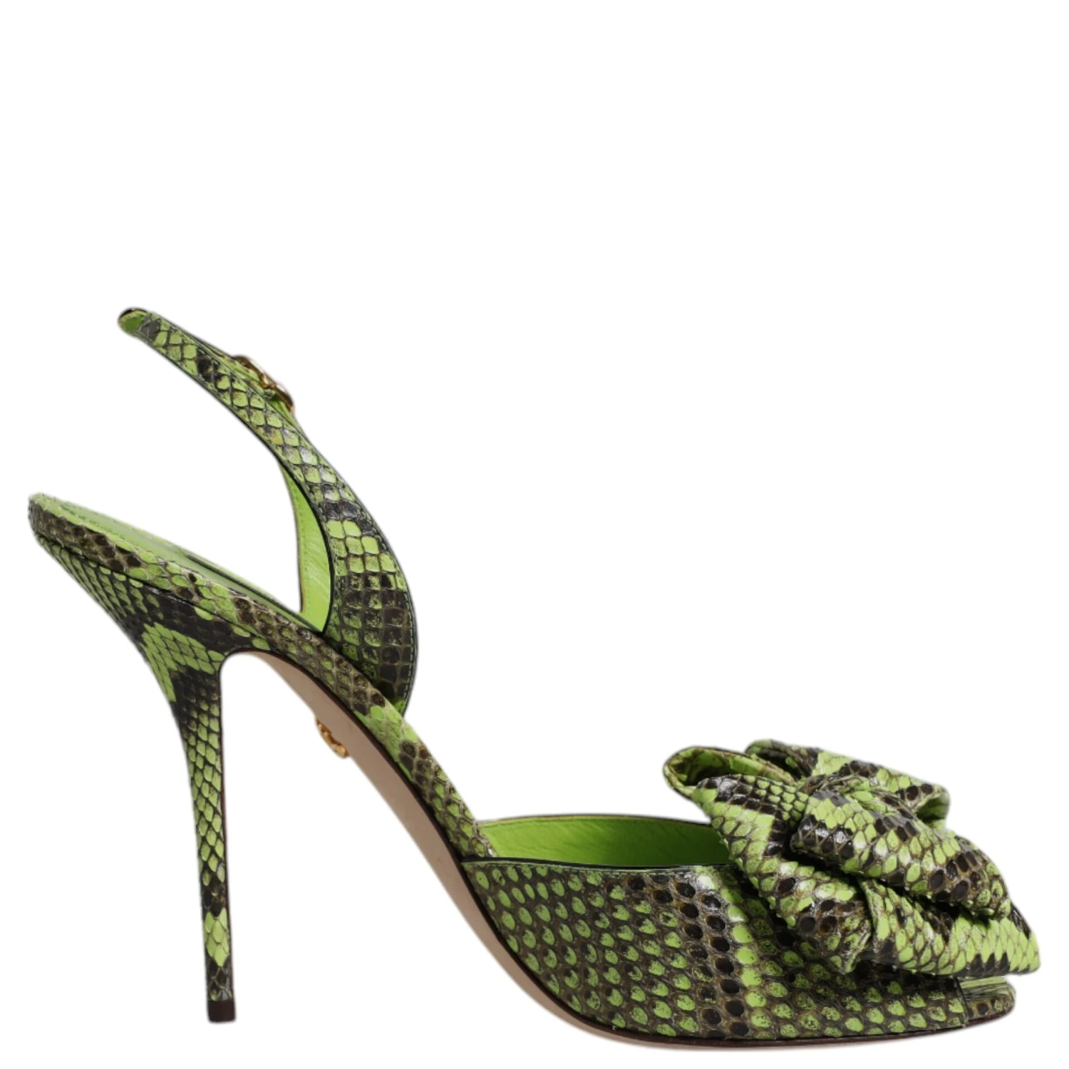 Green Python Leather Heels Sandals Shoes