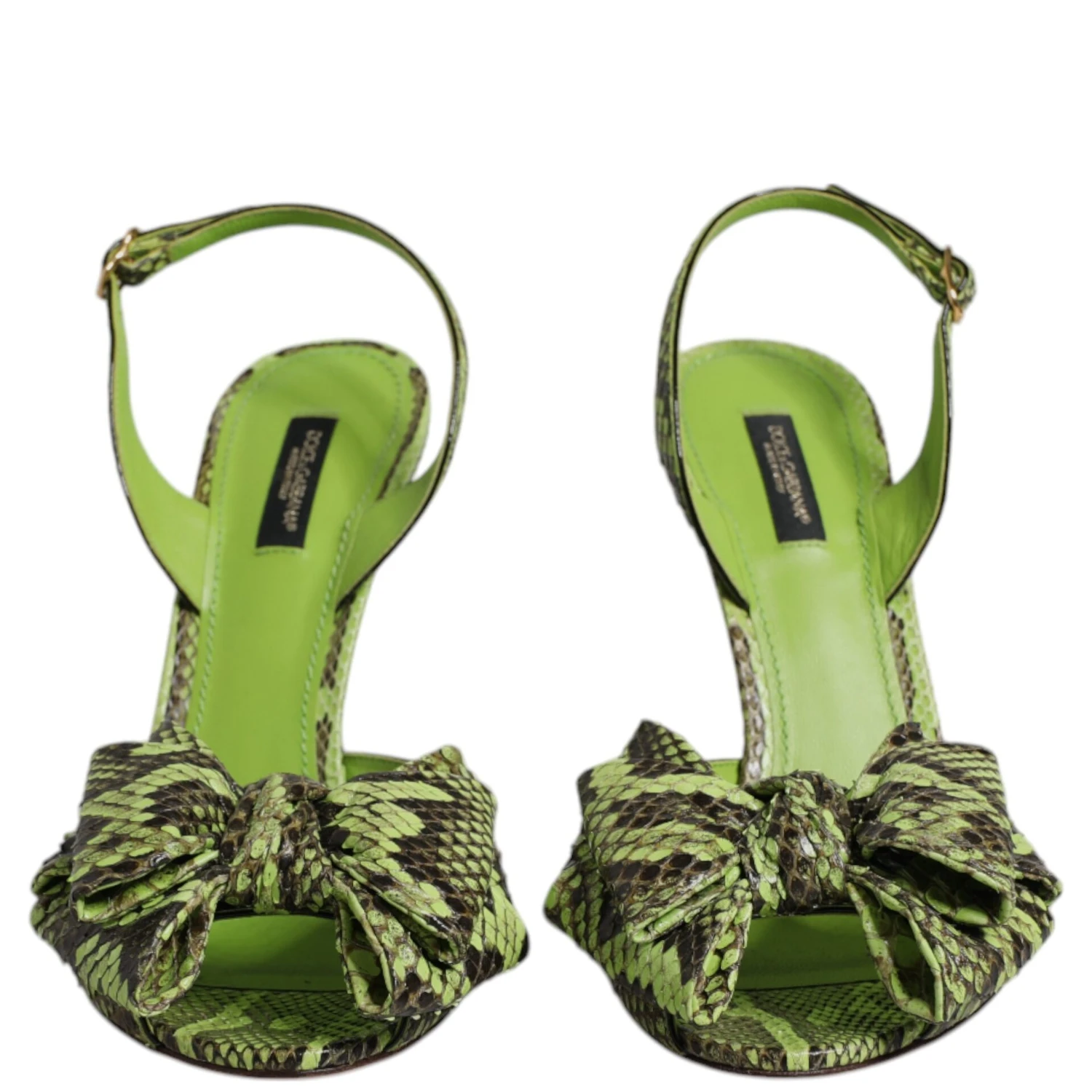 Green Python Leather Heels Sandals Shoes
