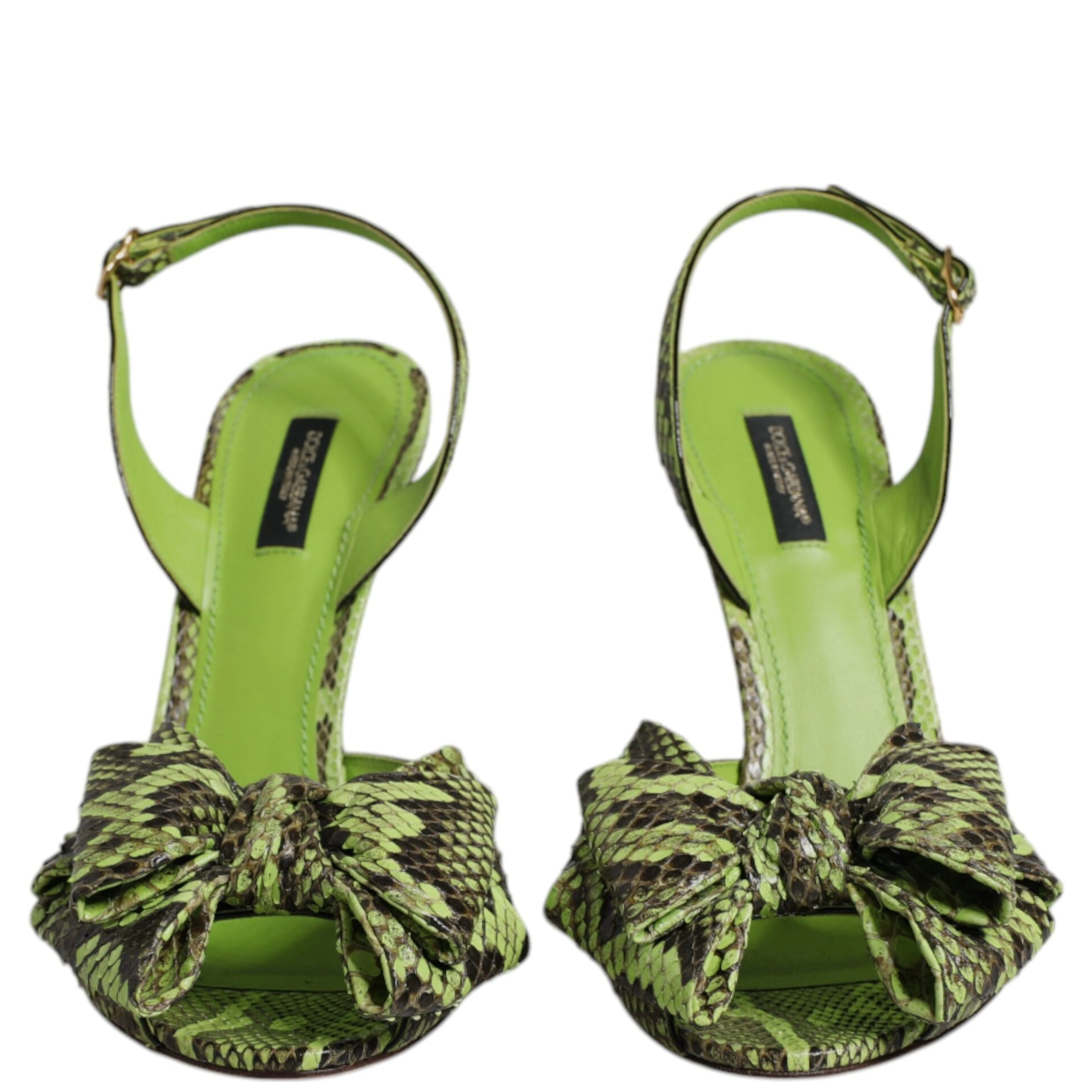 Green Python Leather Heels Sandals Shoes
