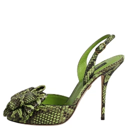 Green Python Leather Heels Sandals Shoes