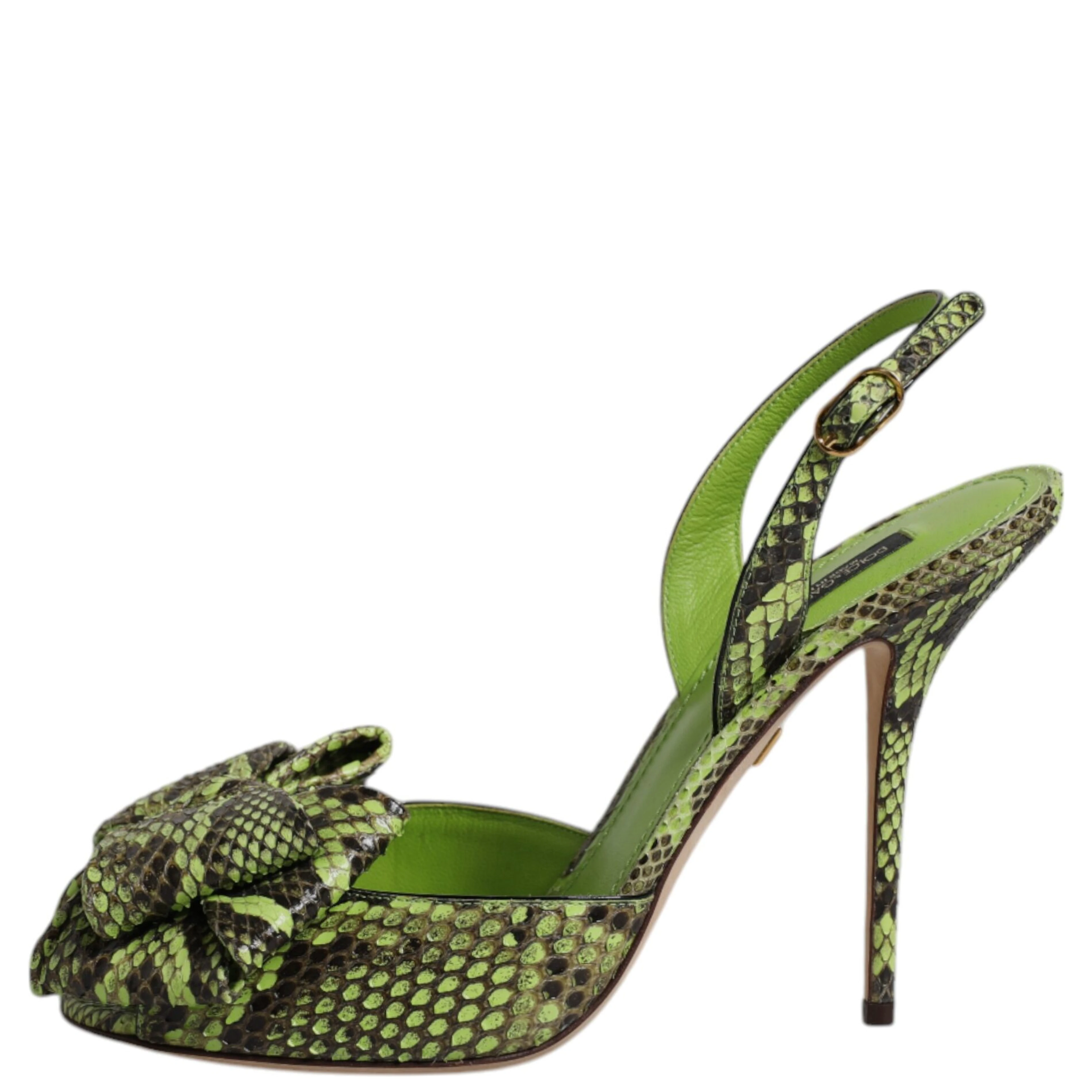 Green Python Leather Heels Sandals Shoes