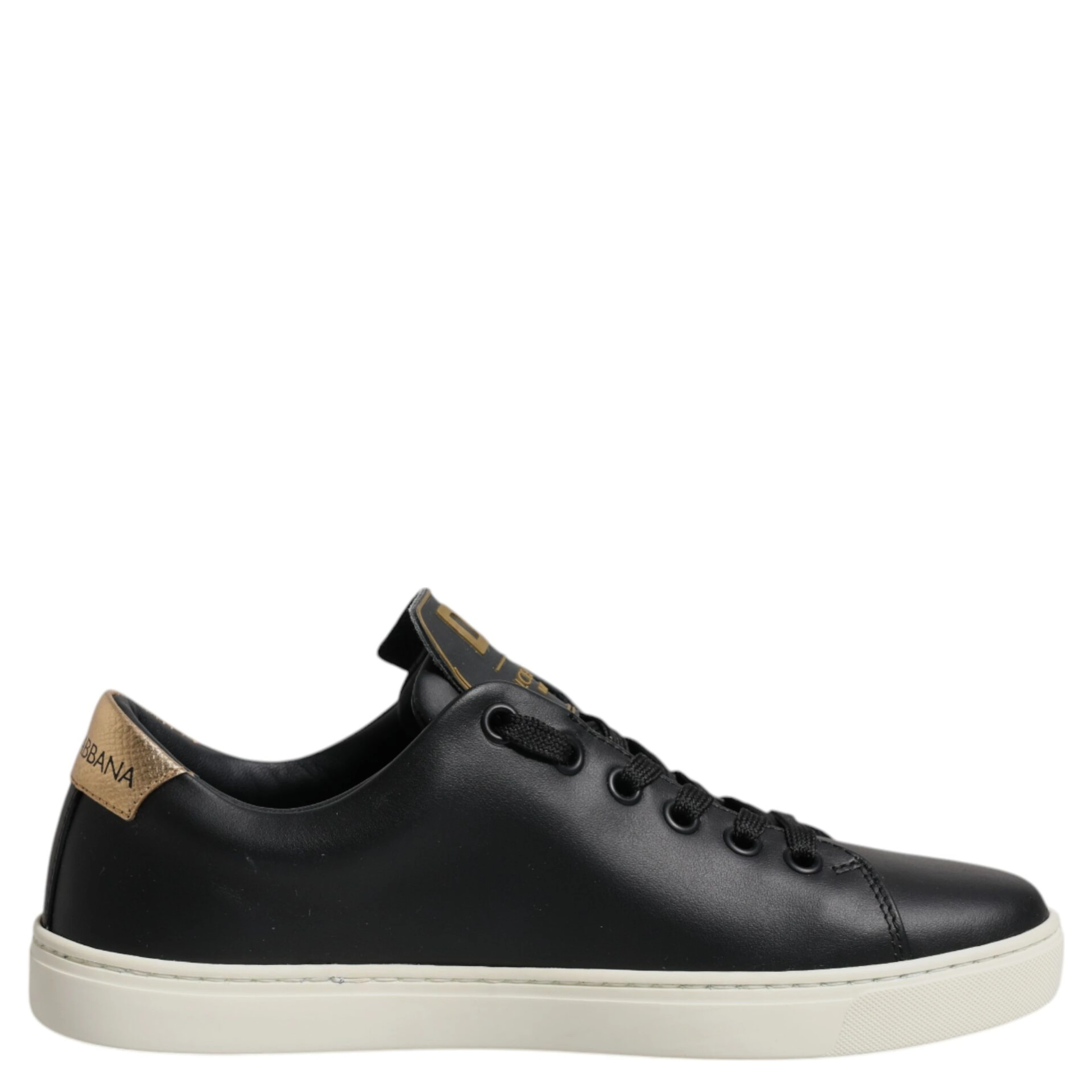 Black Leather Gold Red Heart Sneakers Shoes