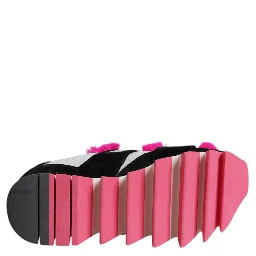 Black Pink Fur Embellished Sneakers Shoes