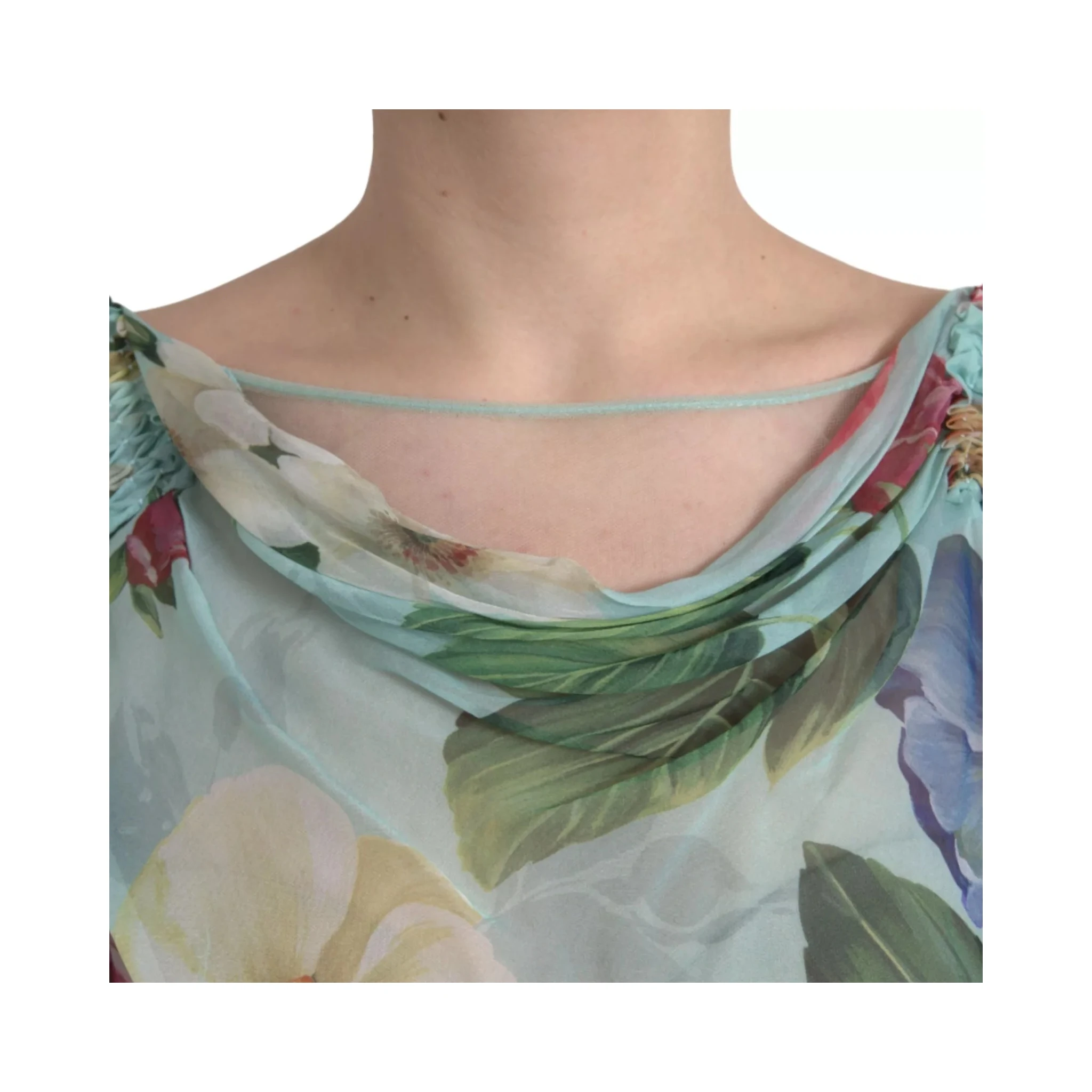 Blue Floral Print Tiered Long Maxi Dress