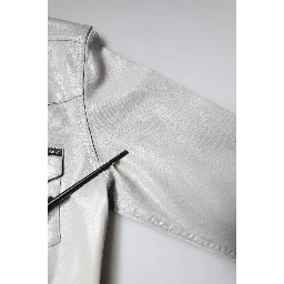 Metallic Gray Cotton Button Down Shirt