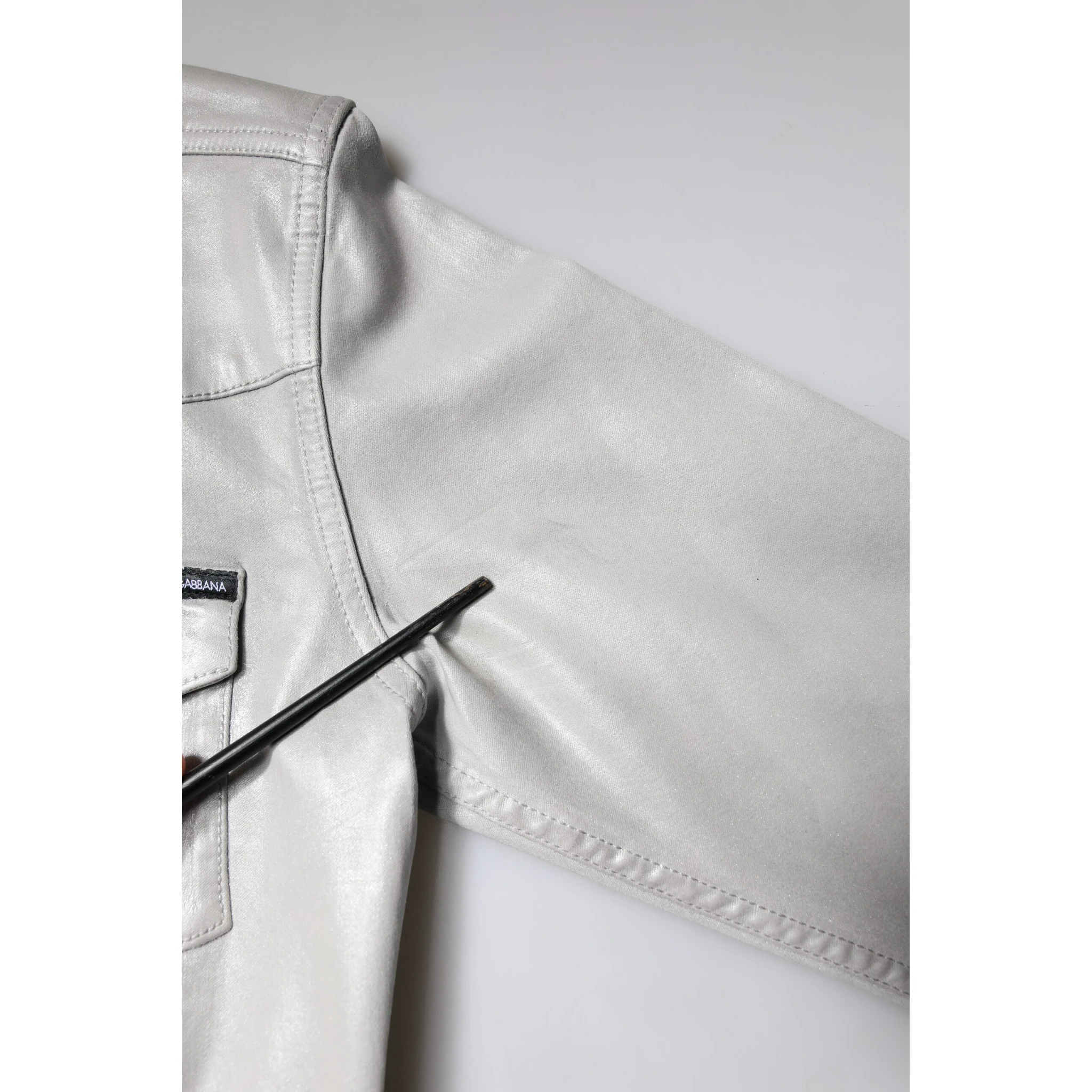 Metallic Gray Cotton Button Down Shirt