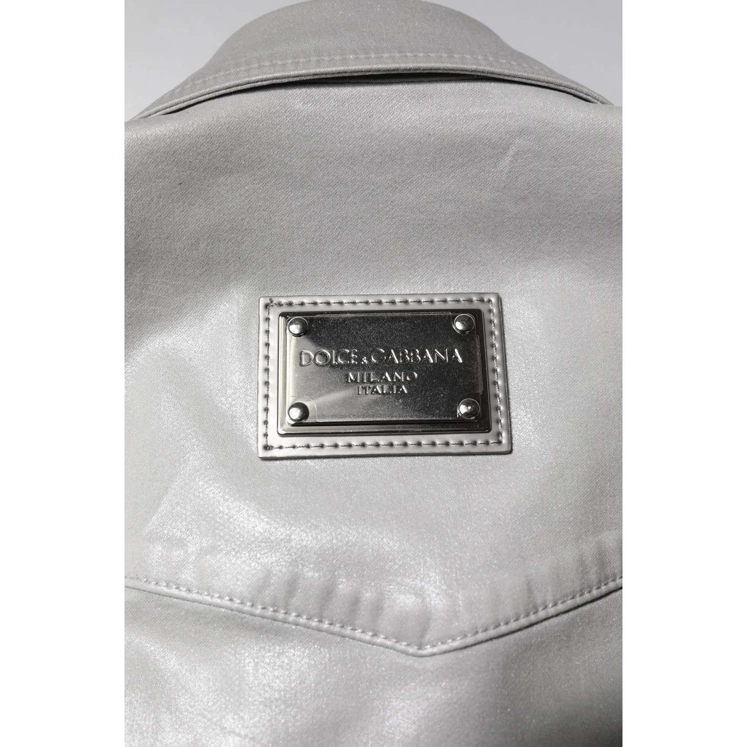 Metallic Gray Cotton Button Down Shirt