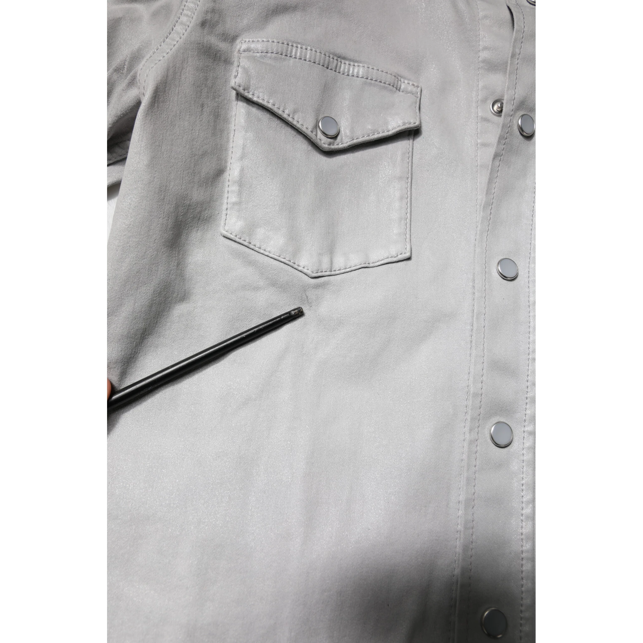 Metallic Gray Cotton Button Down Shirt