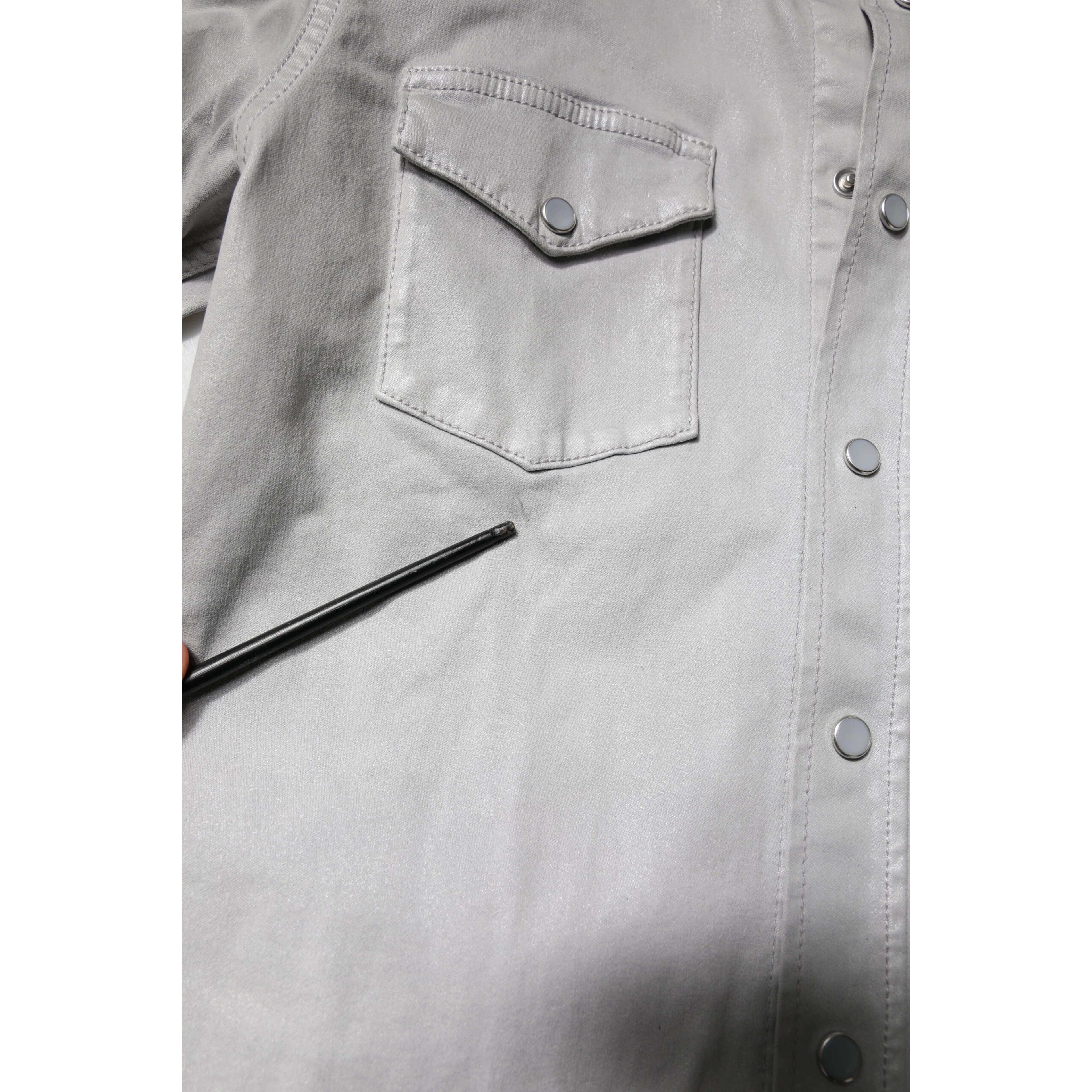 Metallic Gray Cotton Button Down Shirt