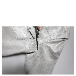 Metallic Gray Cotton Button Down Shirt