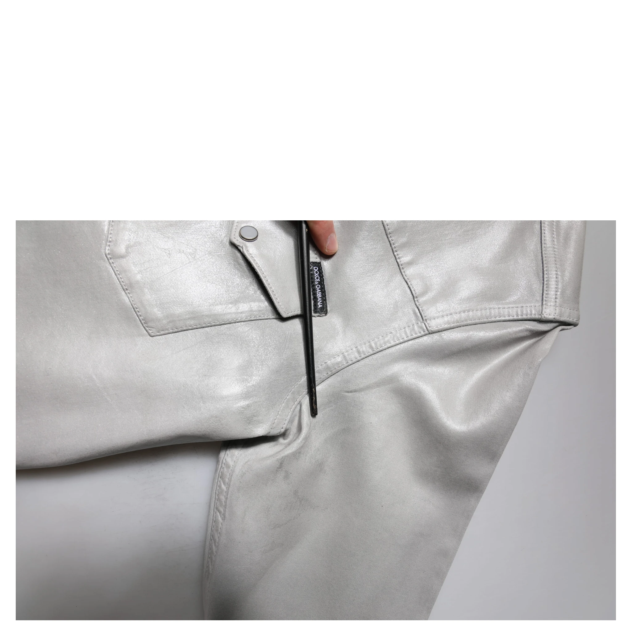 Metallic Gray Cotton Button Down Shirt