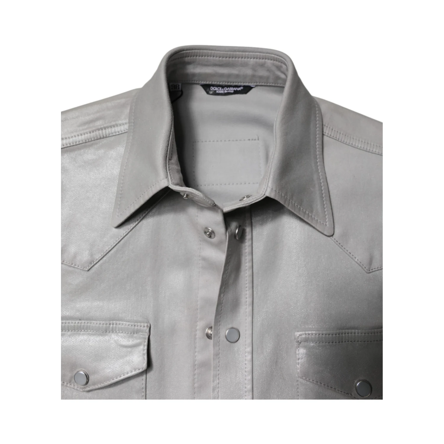 Metallic Gray Cotton Button Down Shirt
