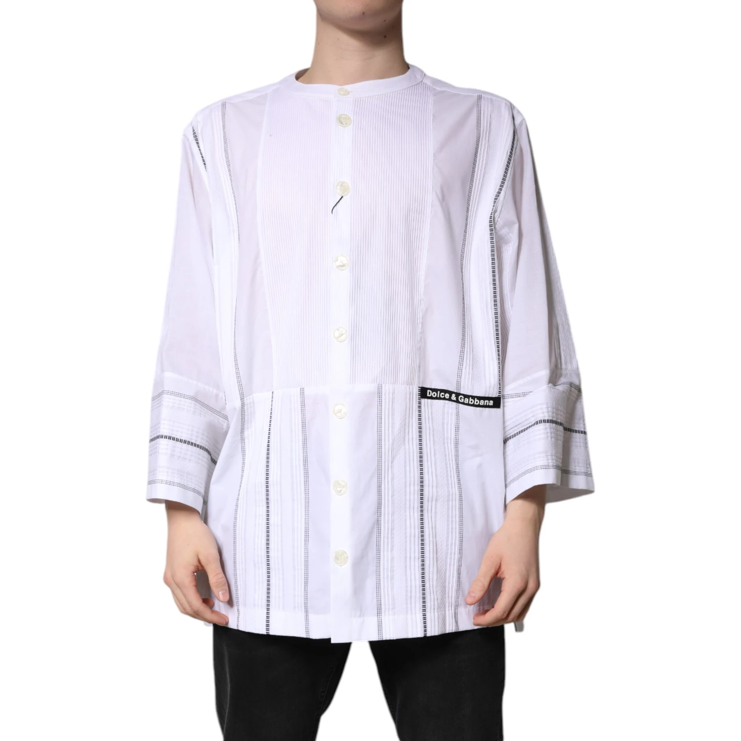 White Cotton Button Down Long Sleeves Shirt