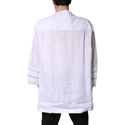 White Cotton Button Down Long Sleeves Shirt
