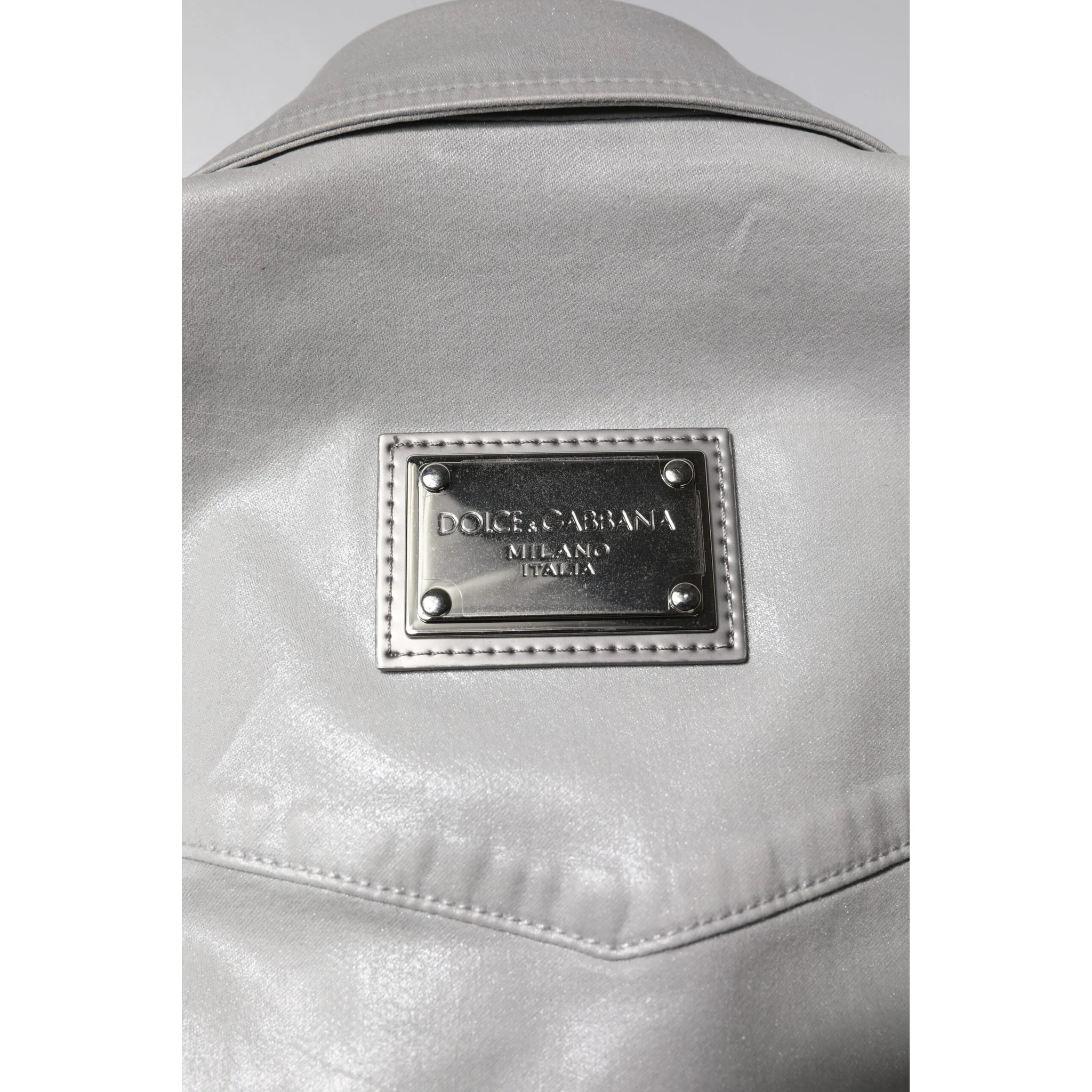 Metallic Gray Cotton Button Down Shirt