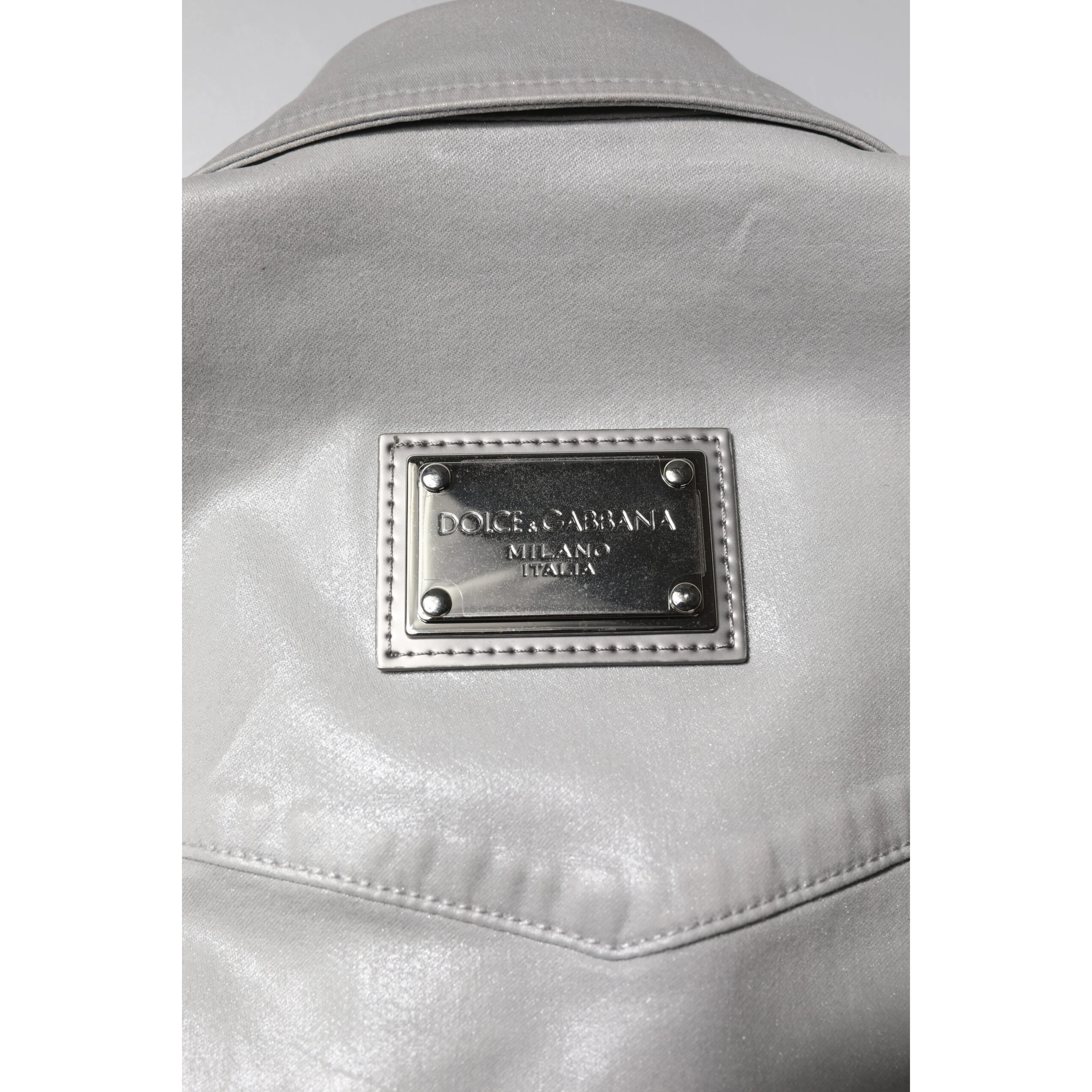 Metallic Gray Cotton Button Down Shirt