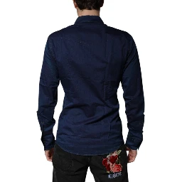 Dark Blue Cotton GOLD Dress Formal Shirt