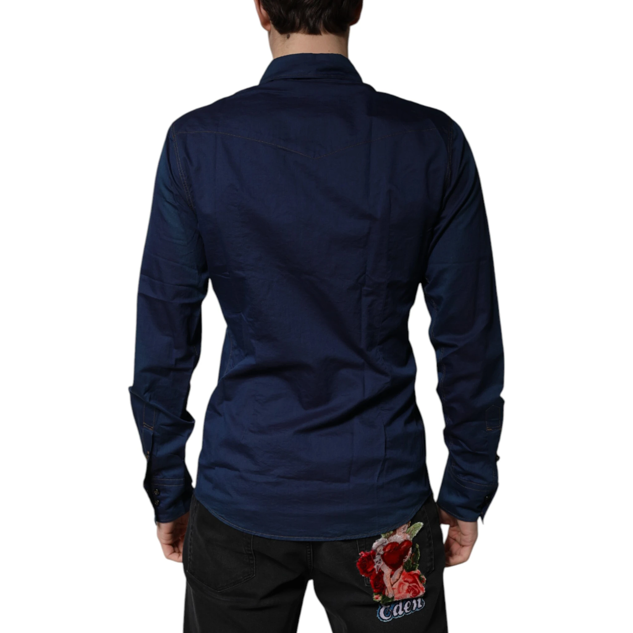 Dark Blue Cotton GOLD Dress Formal Shirt