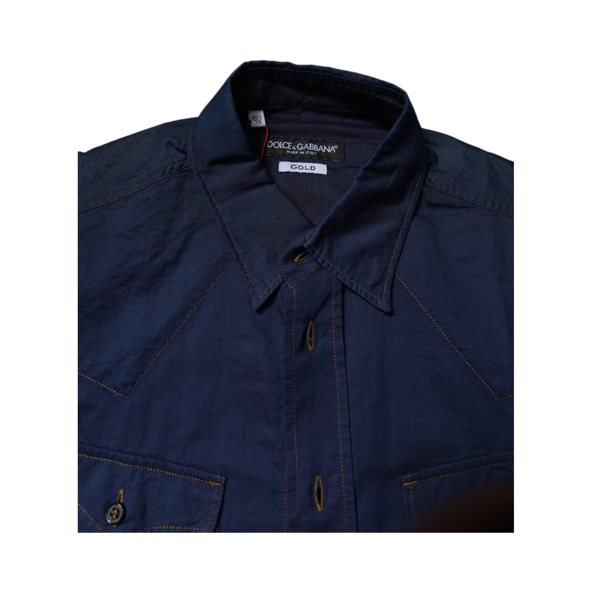 Dark Blue Cotton GOLD Dress Formal Shirt