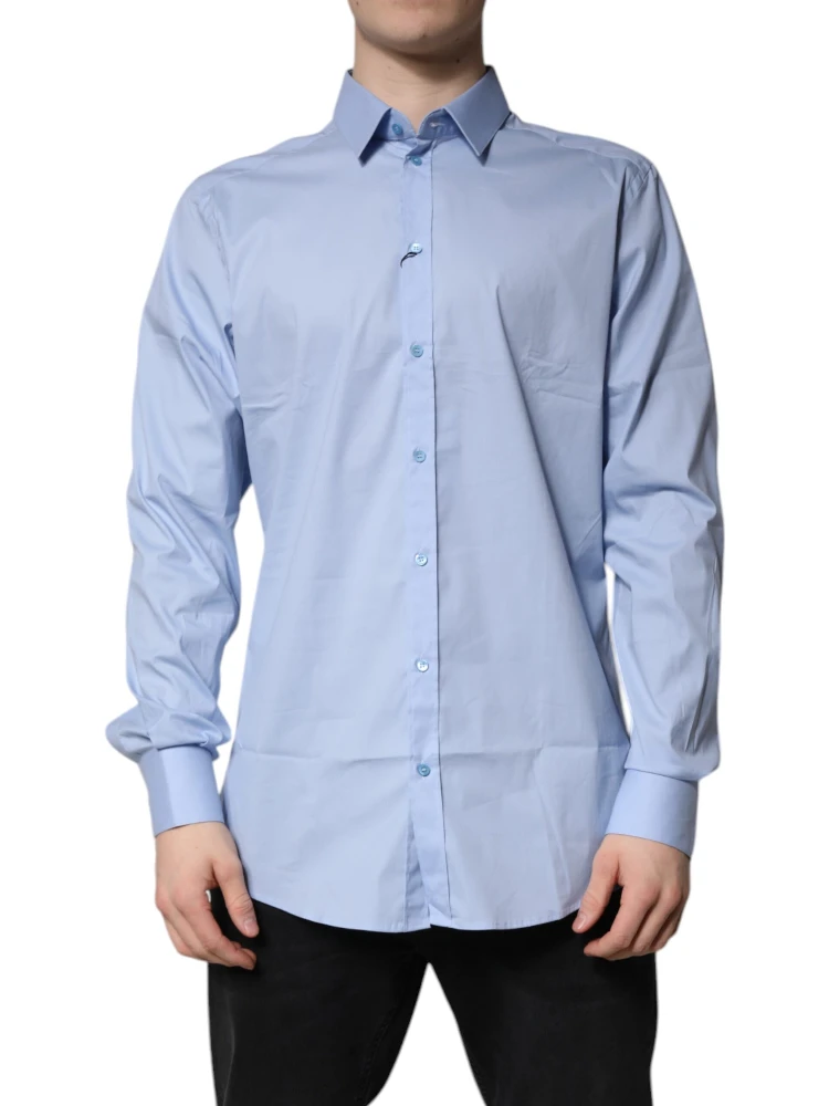 Light Blue Cotton GOLD Dress Formal Shirt alternative