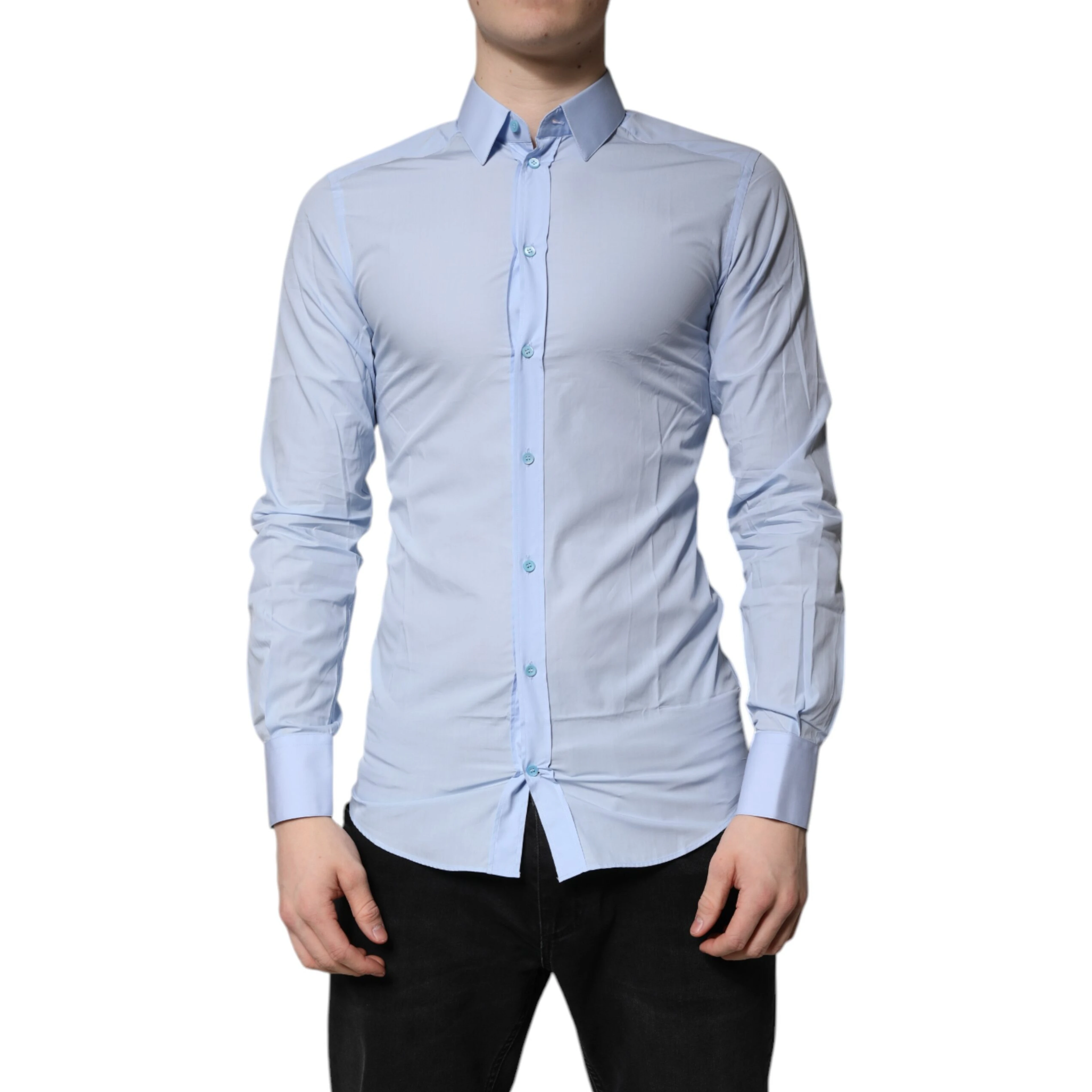 Light Blue Cotton GOLD Dress Formal Shirt