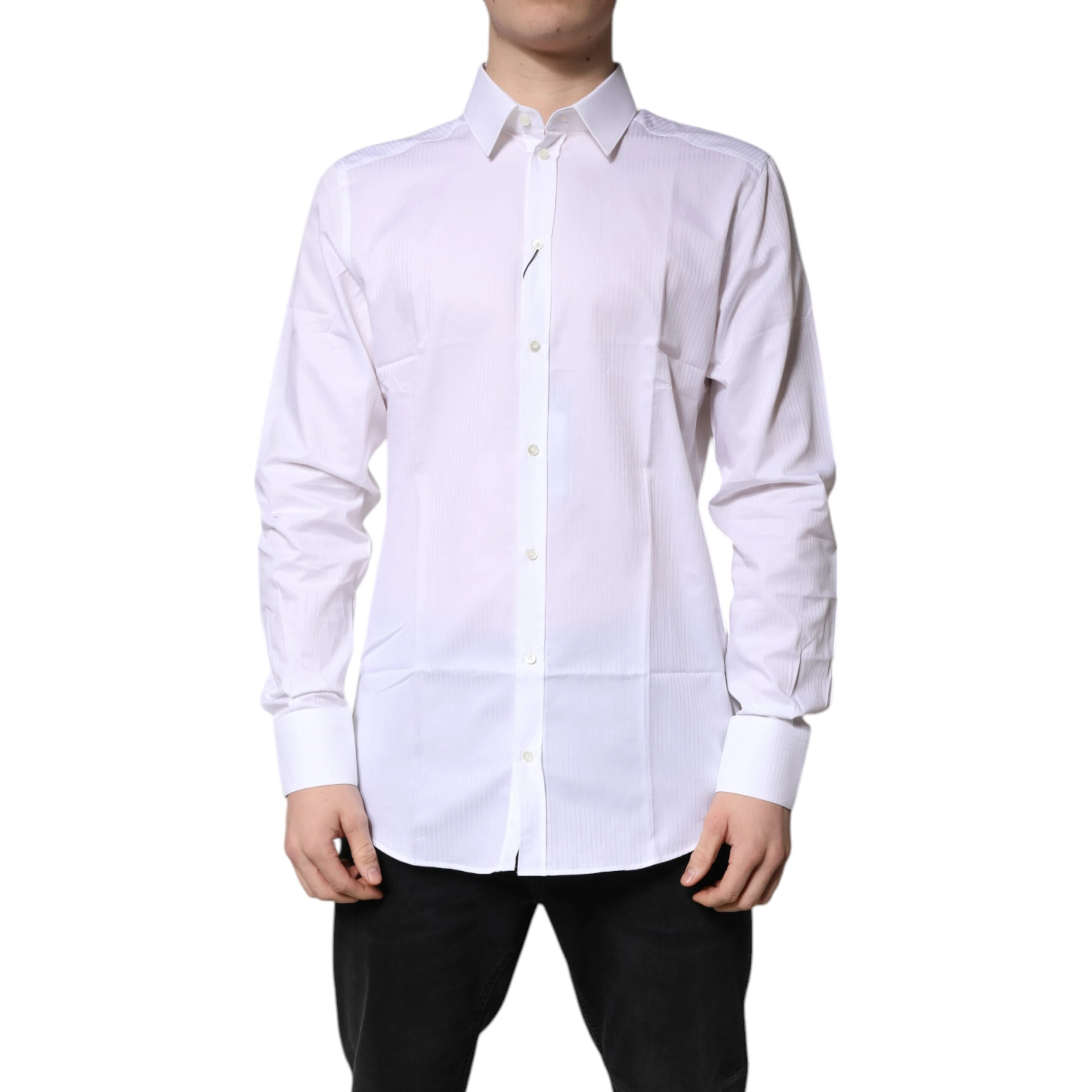 White Cotton Collared GOLD Dress Formal Shirt