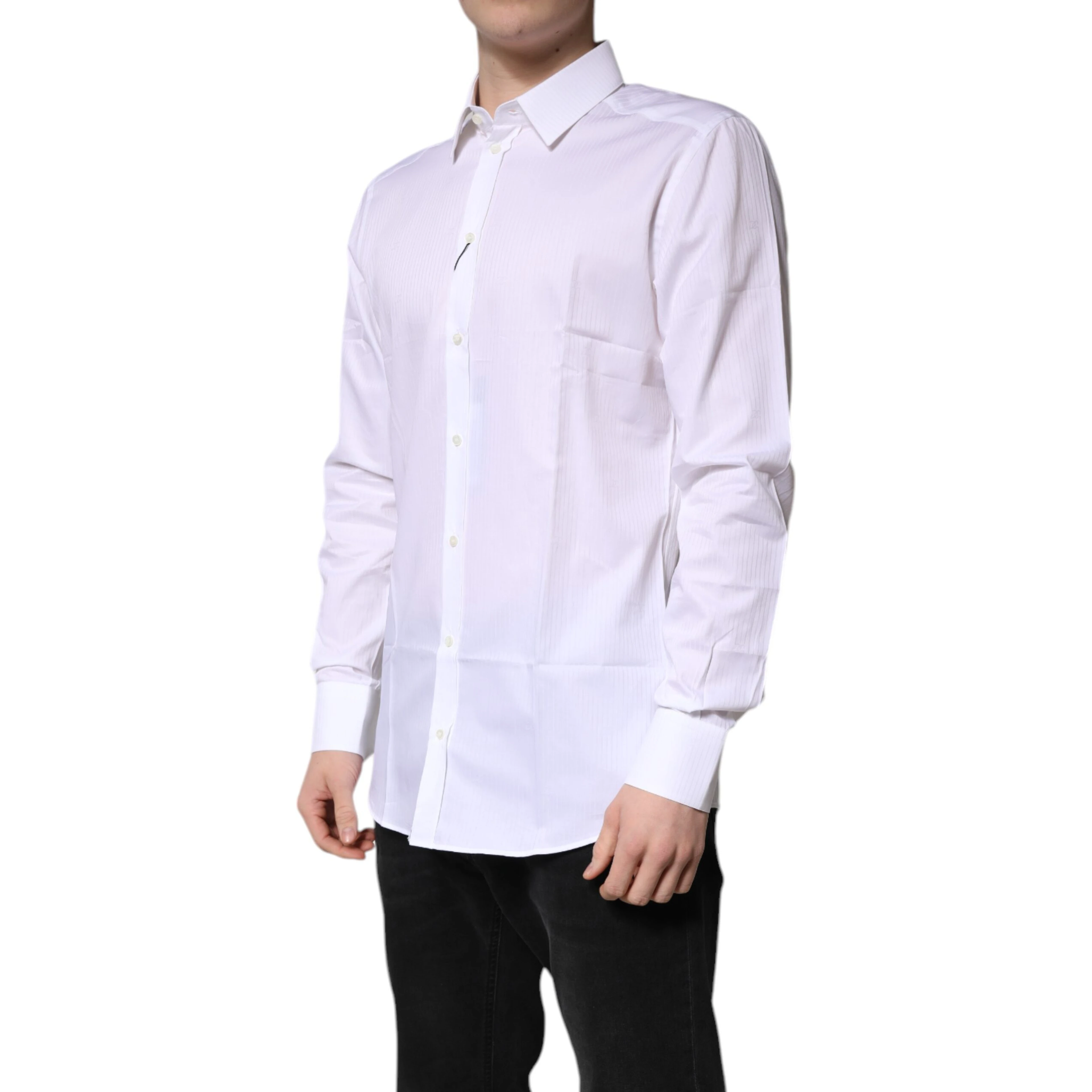 White Cotton Collared GOLD Dress Formal Shirt