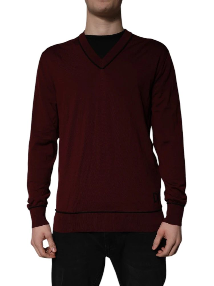 Maroon Cashmere V-neck Men Pullover Sweater alternative