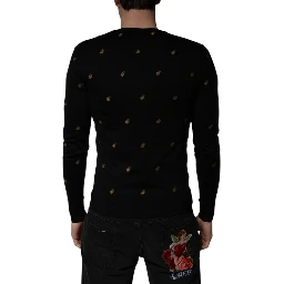 Black Pineapple Crew Neck Pullover Sweater
