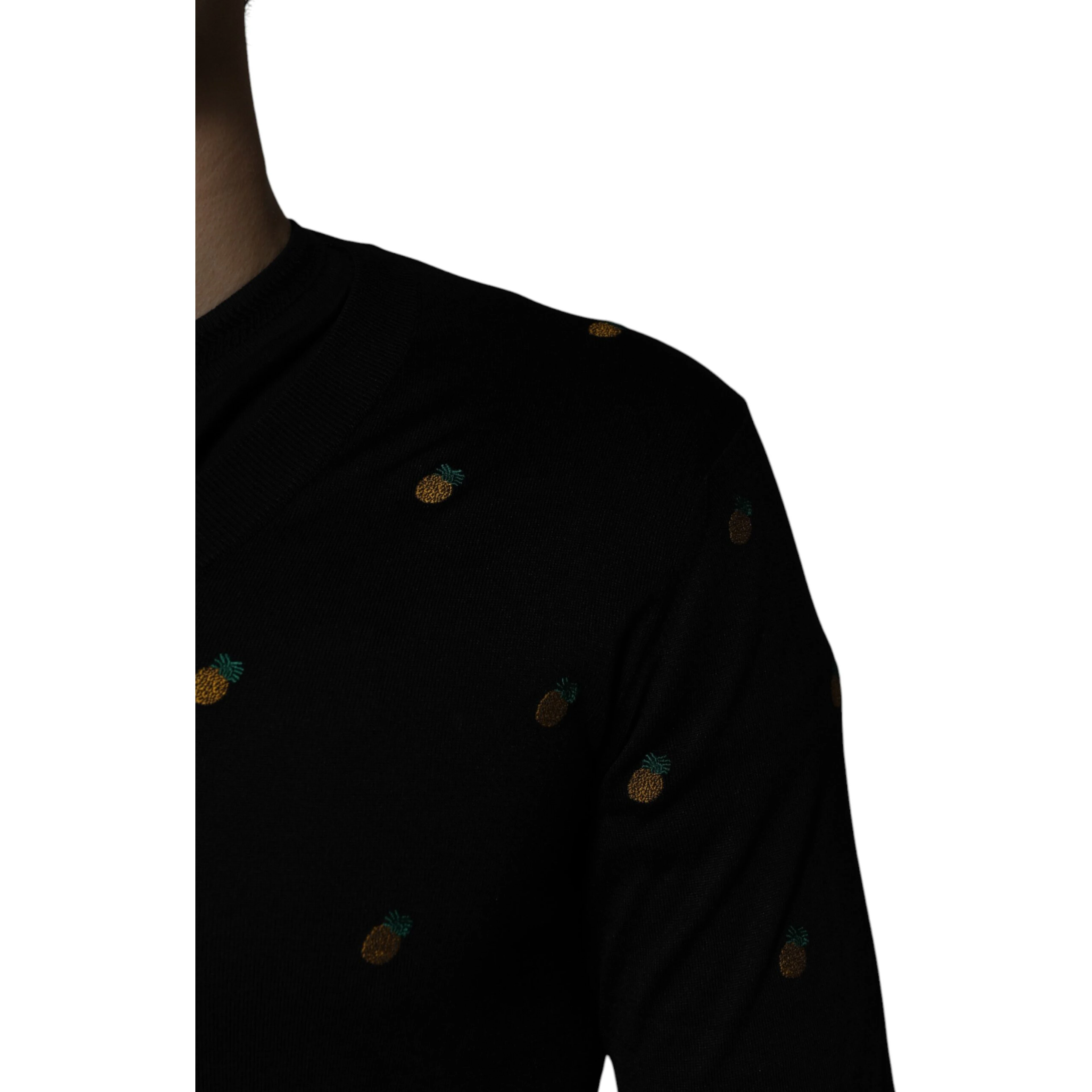 Black Pineapple Crew Neck Pullover Sweater