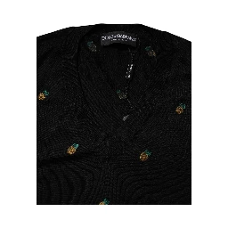 Black Pineapple Crew Neck Pullover Sweater