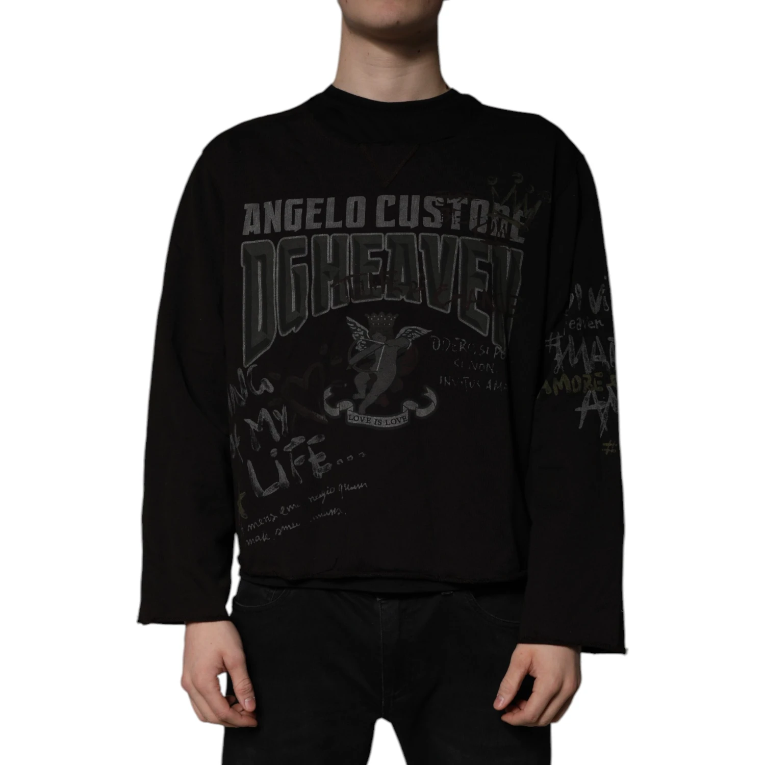 Black DG Heaven Crew Neck Pullover Sweater