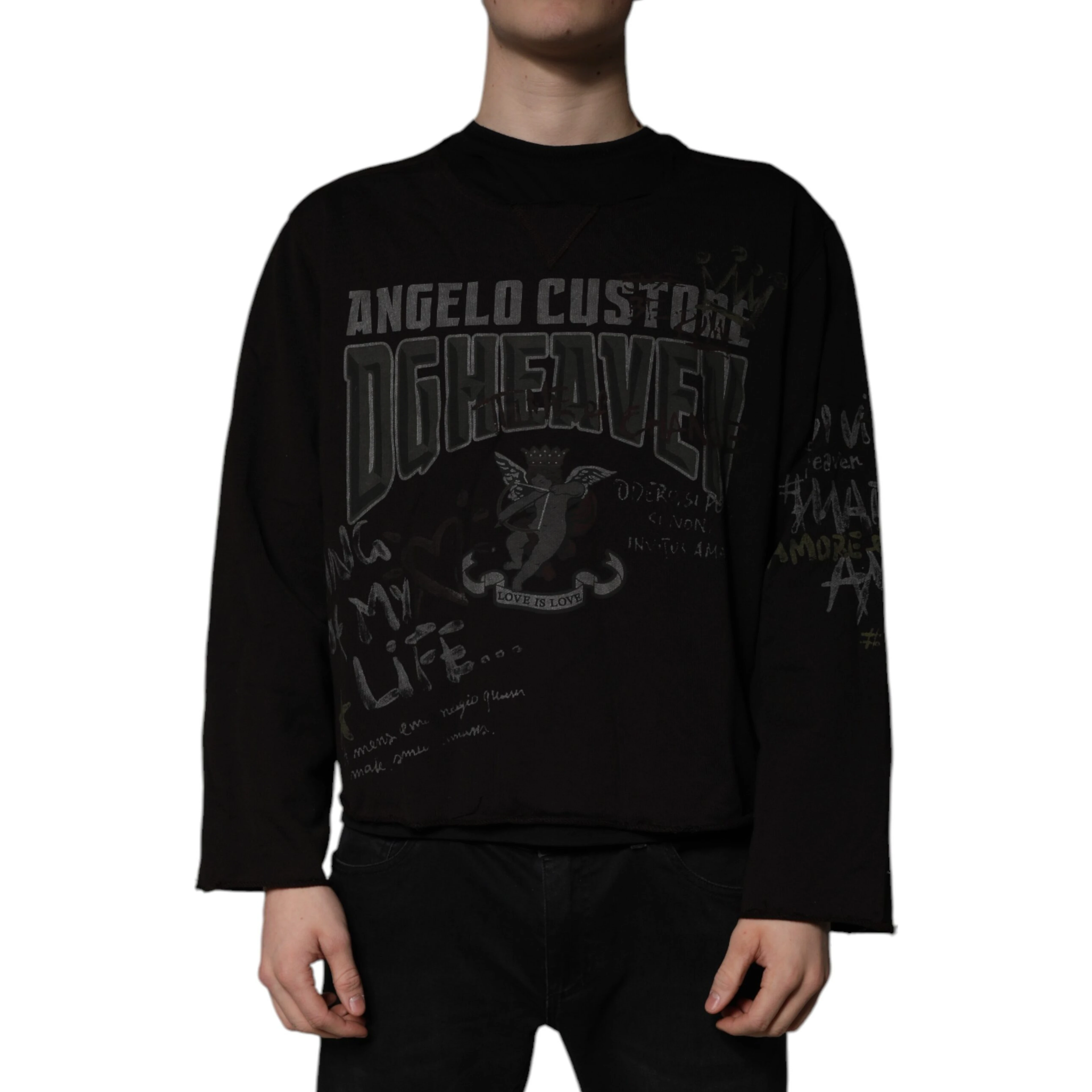 Black DG Heaven Crew Neck Pullover Sweater