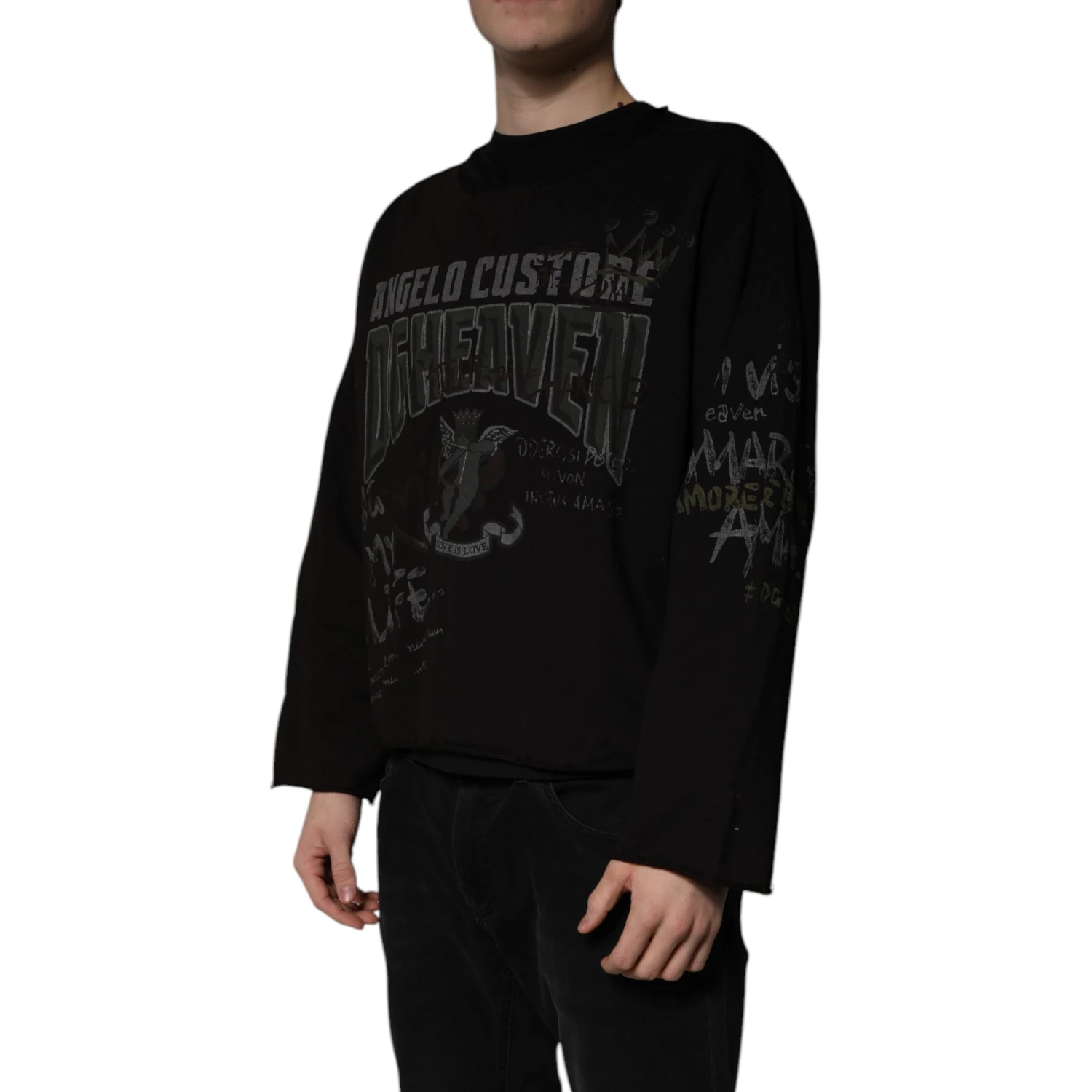 Black DG Heaven Crew Neck Pullover Sweater