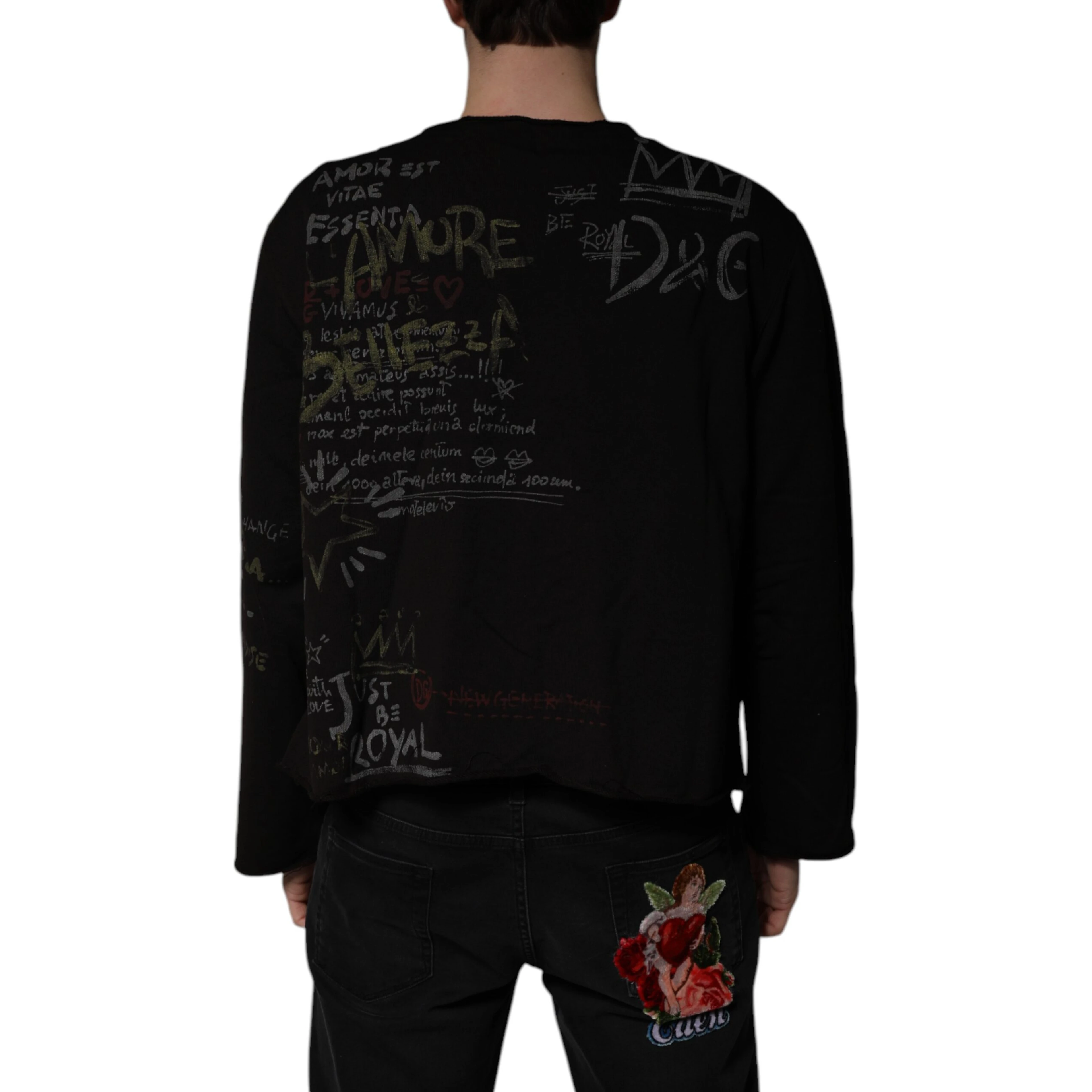 Black DG Heaven Crew Neck Pullover Sweater