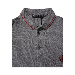 Gray Cotton Crown Collared Polo T-shirt