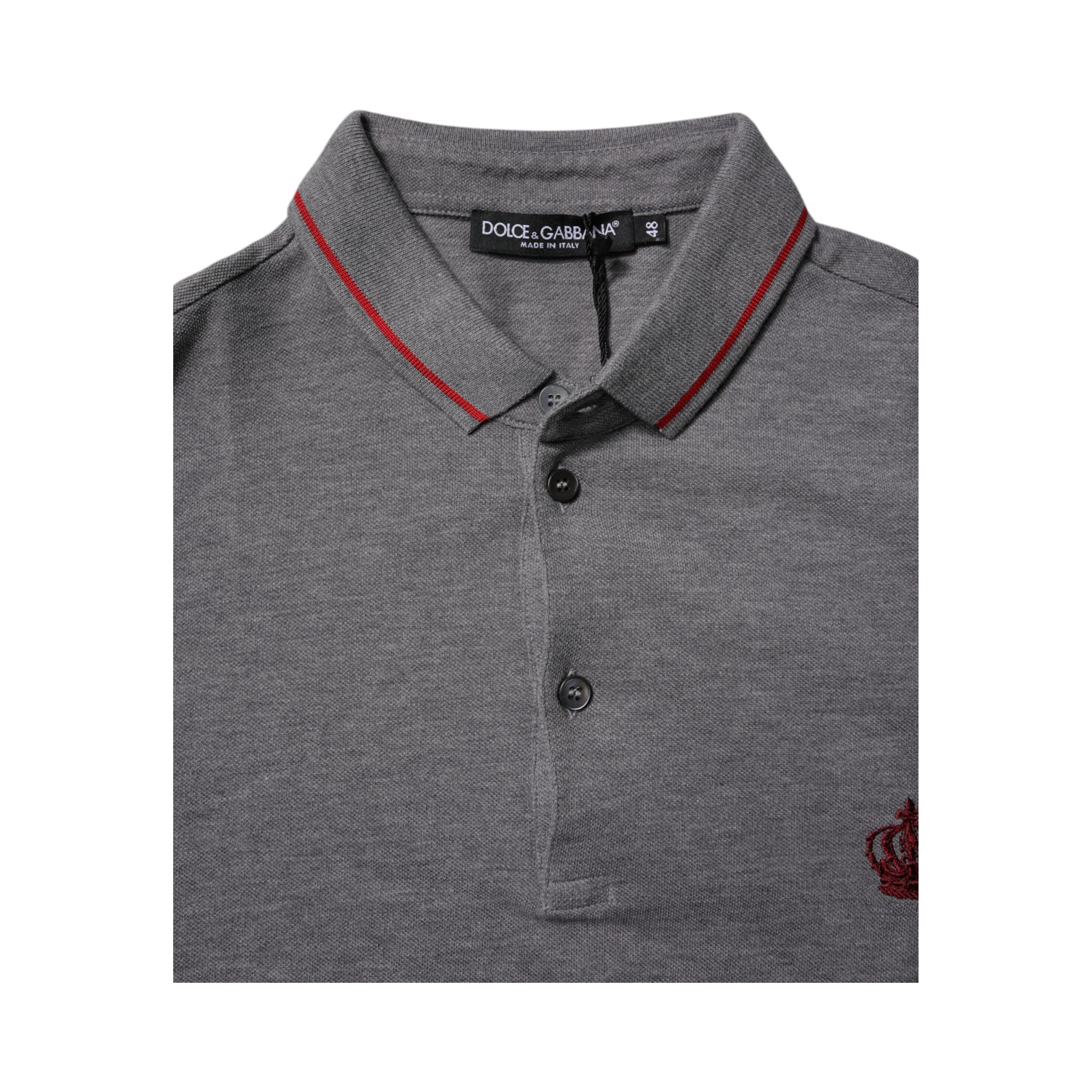 Gray Cotton Crown Collared Polo T-shirt