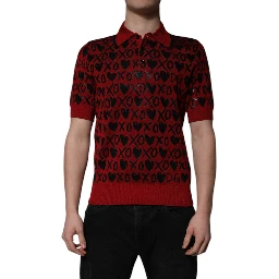 Red Cotton XOXO Collared Polo T-shirt
