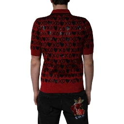 Red Cotton XOXO Collared Polo T-shirt