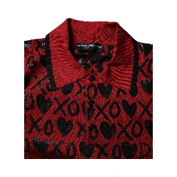 Red Cotton XOXO Collared Polo T-shirt